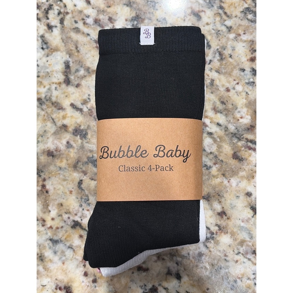 Bubble Baby Classic 4-Pack Adult Bamboo Crew Socks Black White Burgundy Pink NEW